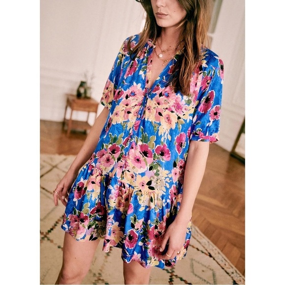 NWOT Sezane Mini Floral Short-Sleeve Lenitta Dress - Picture 3 of 7